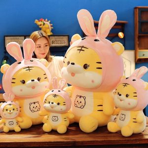 Peluche Tigre Mignon avec Tête de Lapin