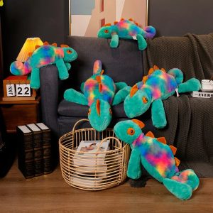 Peluches caméléon colorées