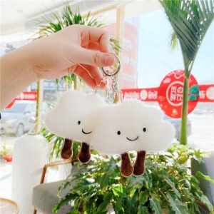 Peluches nuage blanc avec porte-clés