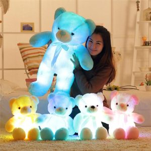 Ourson en peluche lumineux LED Animaux en peluche coussin coloré lumineux Cadeau de Noël pour les enfants