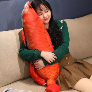 Grande peluche poisson rouge