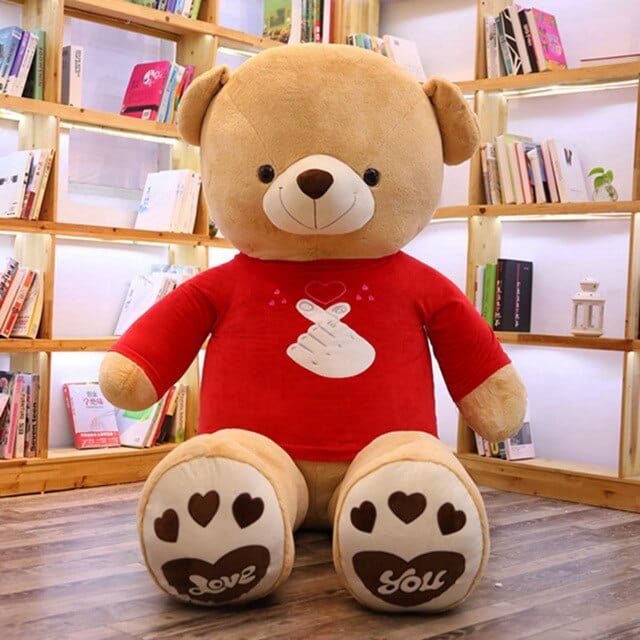 nounours-rouge-grand-peluche-geante-14325766848594.jpg - PELUCHE POUPEE
