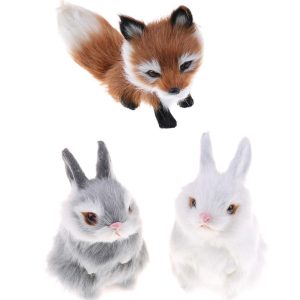 Peluche Mini Pocket Renard Réaliste & Lapin Animaux Rembourrés Plushies